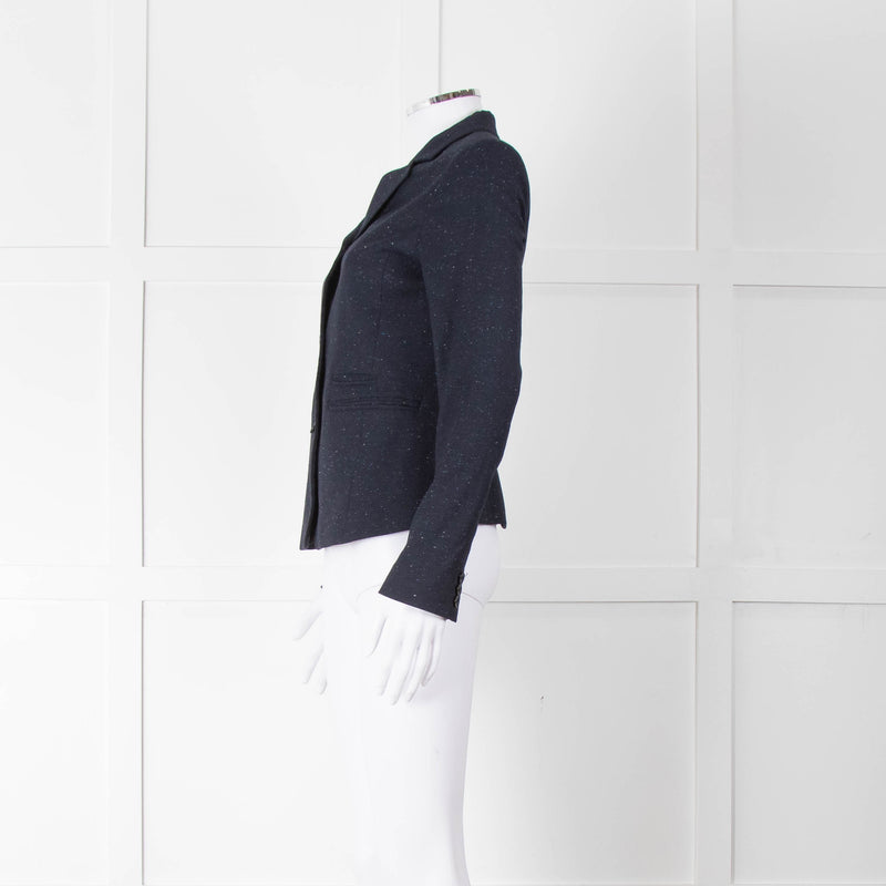 Hope Navy Blue White Flex Single Breasted Jacket