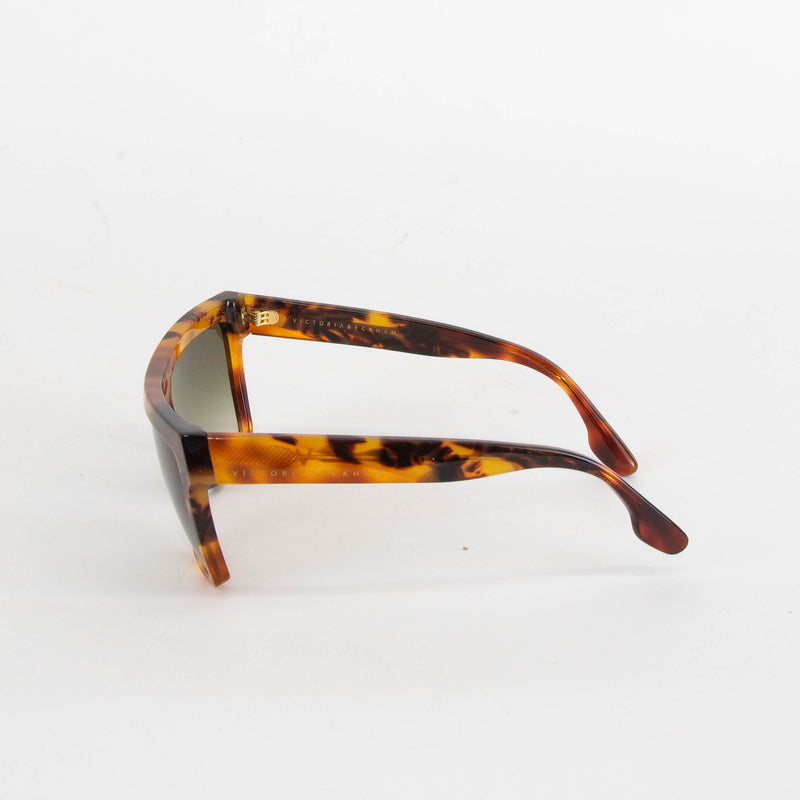 Victoria Beckham Brown Tortoise Shell Flat Top Aviator