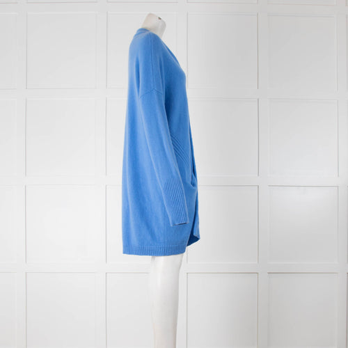 Van Kukil Cornflower Blue Cashmere Buttonless Cardigan