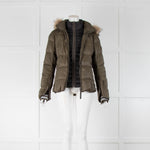 Bogner Khaki Padded Coat with Fur Hood