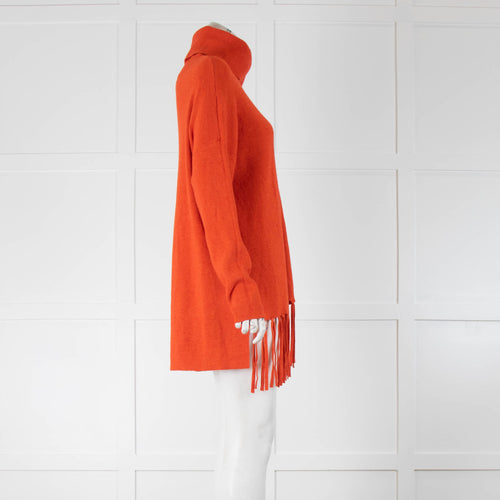 Sens Unique Orange Roll Neck Tassle Jumper