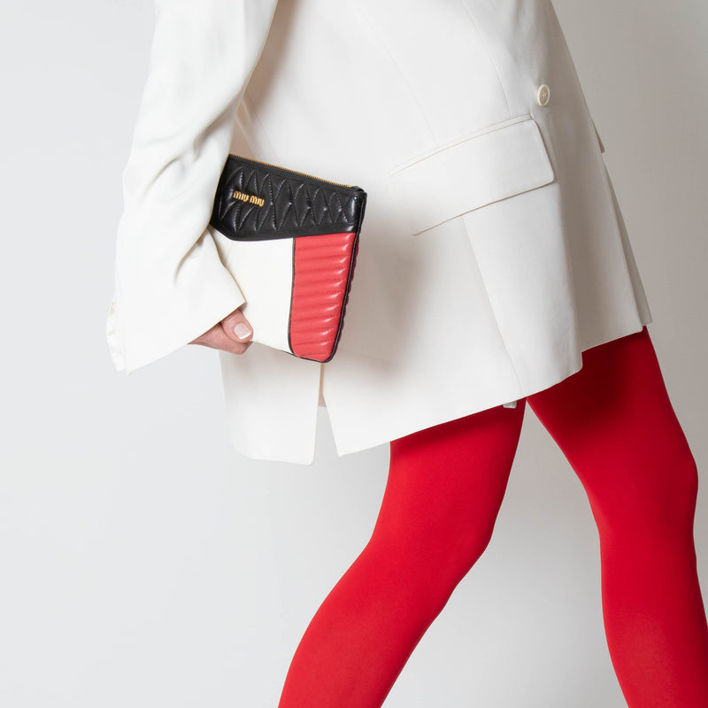 Miu Miu Black/Red/Cream Leather Clutch