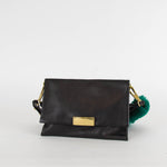 3.1 Philip Lim Black Leather Green Fur Detail Small Bag