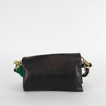 3.1 Philip Lim Black Leather Green Fur Detail Small Bag