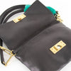 3.1 Philip Lim Black Leather Green Fur Detail Small Bag