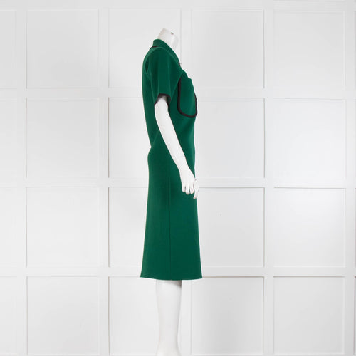 Joseph Green Knit Short Sleeve Zipped Up Midi Dress