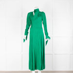 Zadig & Voltaire Green Pussy Bow Long Sleeve Silk Maxi Dress