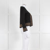 Maje Black Knit Cardigan With Gold Ring Detail