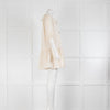 Sandro Beige White Striped Peter Pan Collar Oversized Mini Dress