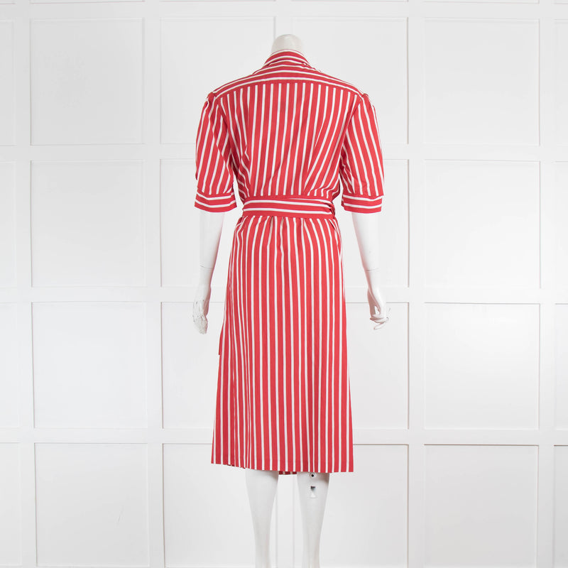 Sandro Red White Stripe Wrap Dress