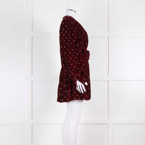 Dodo Bar Or Burgundy Red Velvet Crystal Embellished Mini Dress