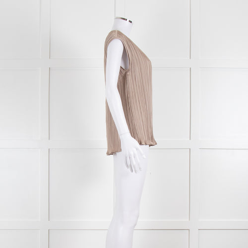 Max Mara Golden Beige Pleated Sleeveless Top