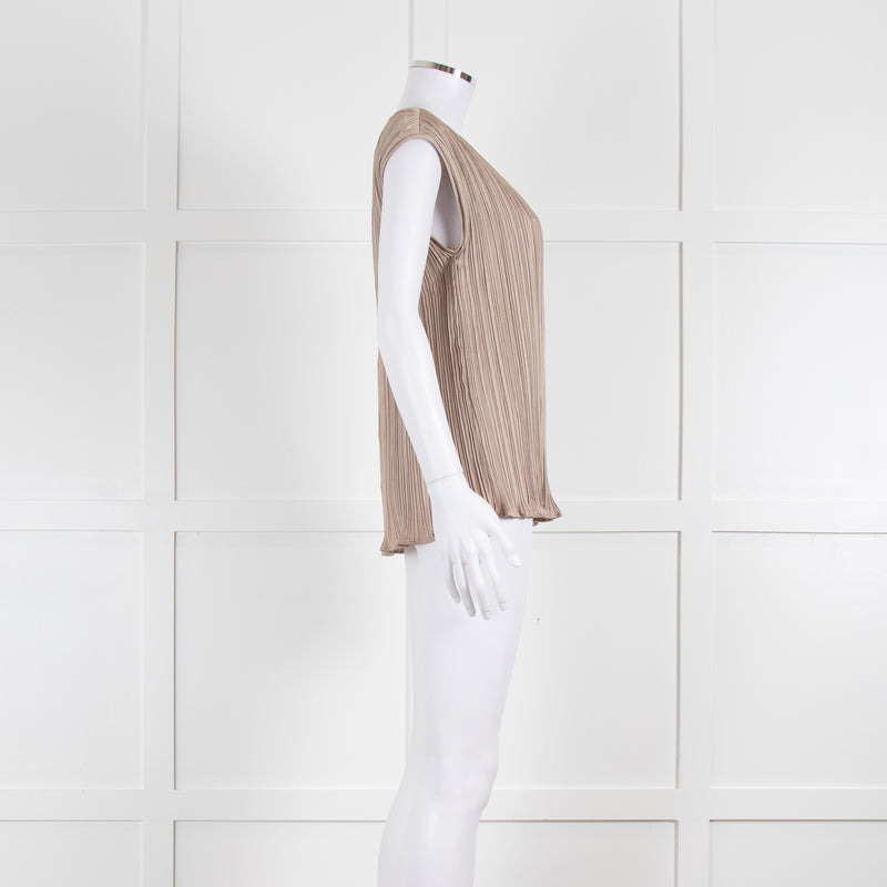 Max Mara Golden Beige Pleated Sleeveless Top