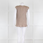 Max Mara Golden Beige Pleated Sleeveless Top