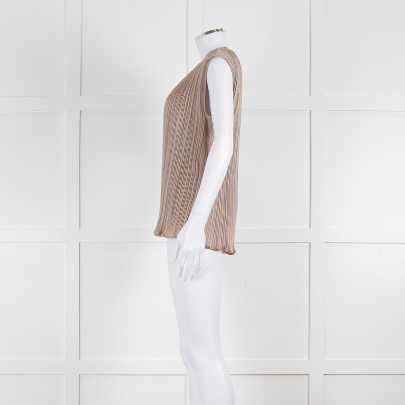 Max Mara Golden Beige Pleated Sleeveless Top