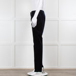 Max Mara Studio Navy Velvet Straight Leg Trousers