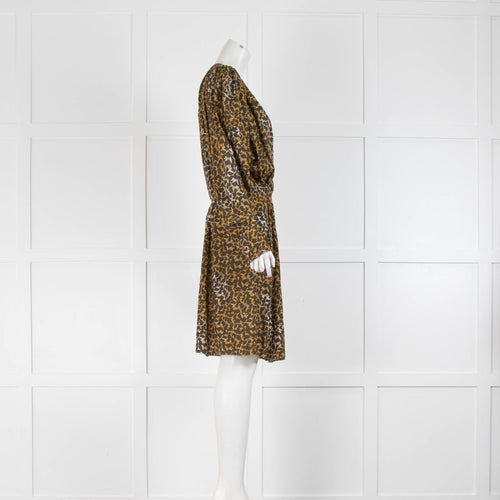 Isabel Marant Etoile Brown Leaf Animal Print Dress