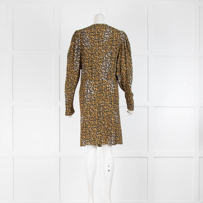 Isabel Marant Etoile Brown Leaf Animal Print Dress