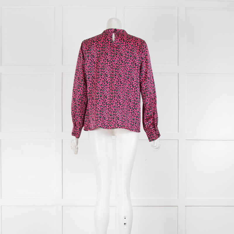 Luella Pink Green Leopard Print Blouse