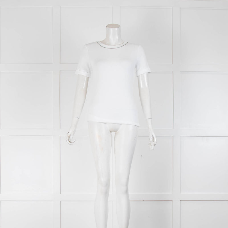 Pesrico White T Shirt With Neck Detail