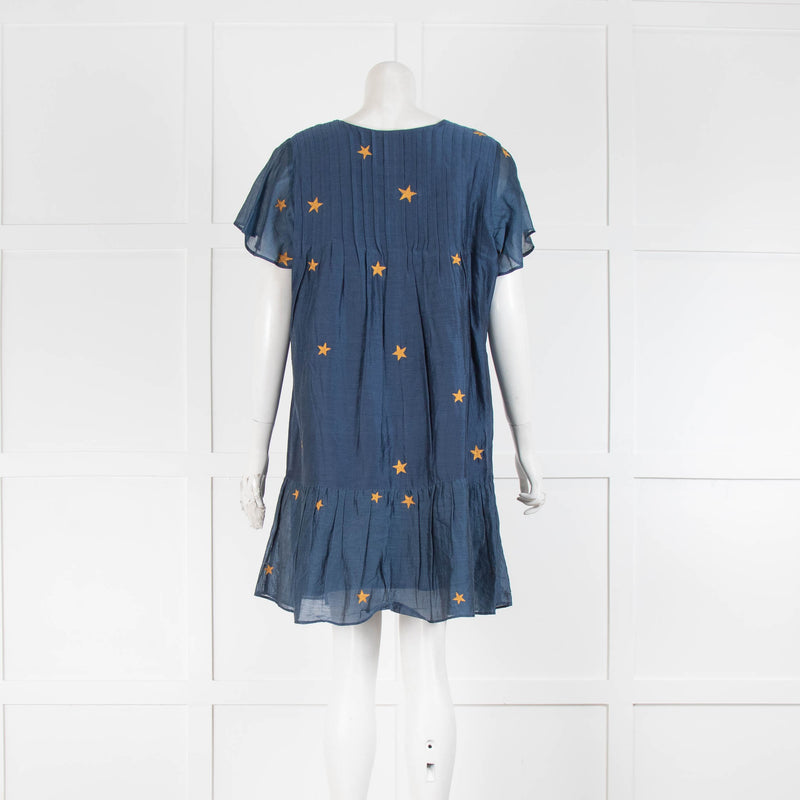 Tularosa Blue Embroidered Star Mini Dress
