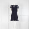 Maje Navy Lace Short Sleeve Dress