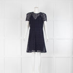 Maje Navy Lace Short Sleeve Dress