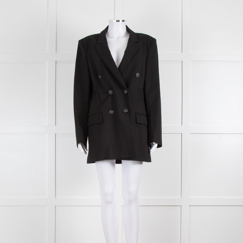 Rag & Bone Black Tailored Double Breasted Stretch Longline Jacket