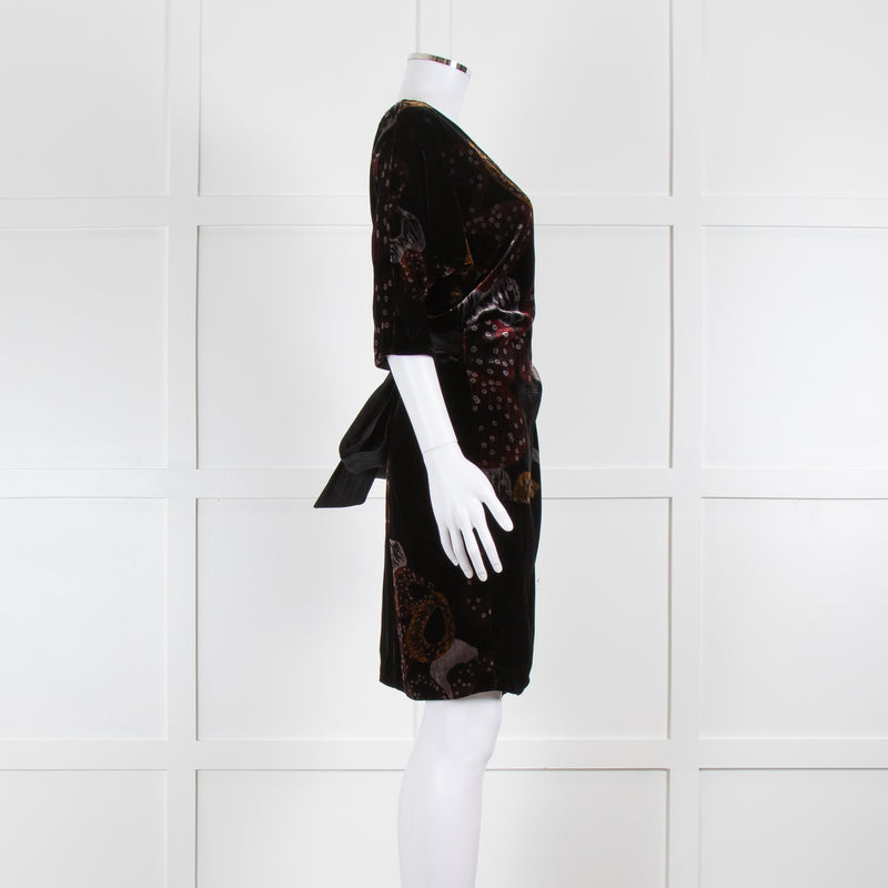 Diane Von Furstenberg Velvet Wrap Dress with Abstract Pattern