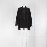 Burberry Black Silk Contrast Stitch Shirt