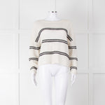 360 Cashmere Cream Jumper With Black Stripes