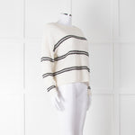 360 Cashmere Cream Jumper With Black Stripes