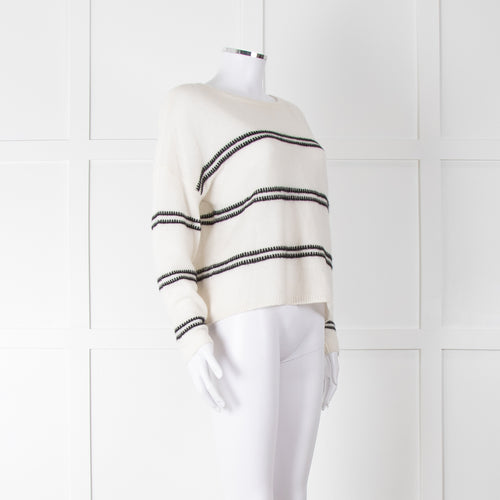 360 Cashmere Cream Jumper With Black Stripes