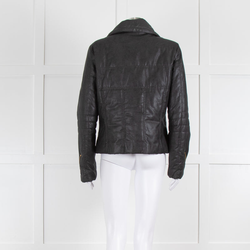 Hogan Coated Grey Quilted Black Zip Up Jacket