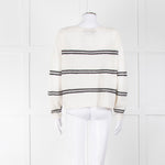 360 Cashmere Cream Jumper With Black Stripes