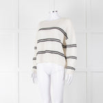 360 Cashmere Cream Jumper With Black Stripes