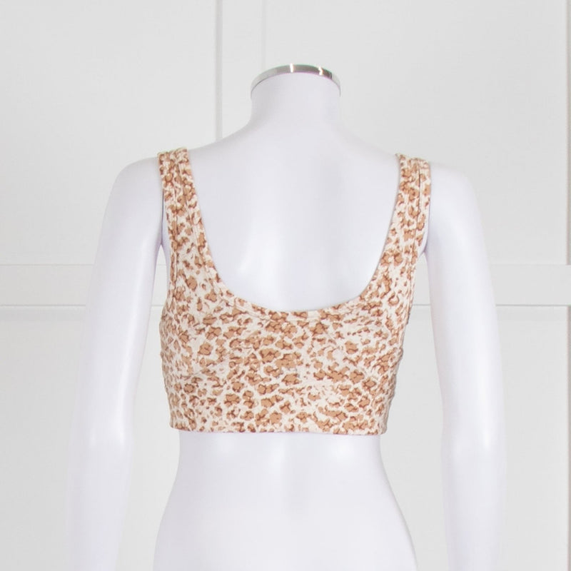 Varley Lets Move Kellam Sports Bra in Tan Animal Print