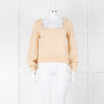 La Maille Sezane Beige Mohair Mix Jumper With Frill Collar