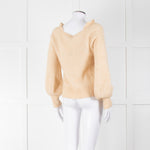 La Maille Sezane Beige Mohair Mix Jumper With Frill Collar