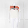 Sandro White Knitted Short Sleeve Top W. Multicolour Stripes