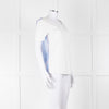 Sandro White V Neck T Shirt With Blue & White Stripe Back