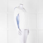 Sandro White V Neck T Shirt With Blue & White Stripe Back