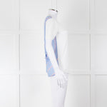 Sandro White V Neck T Shirt With Blue & White Stripe Back