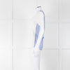 Sandro White V Neck T Shirt With Blue & White Stripe Back