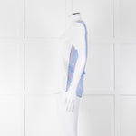 Sandro White V Neck T Shirt With Blue & White Stripe Back