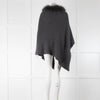 Mala Alisha Grey Knit Poncho With Fur Neck