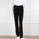 Joseph Black Velvet Trousers With Waist Button Detail