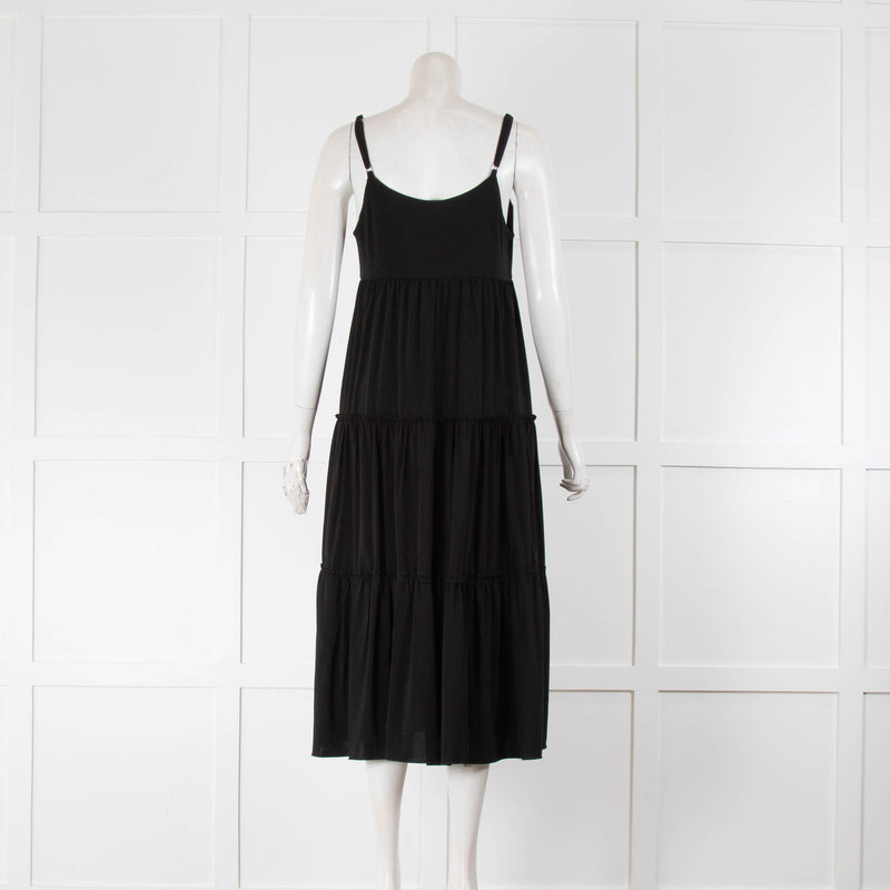 Max Mara Beachwear Black Tiered Sleeveless Dress