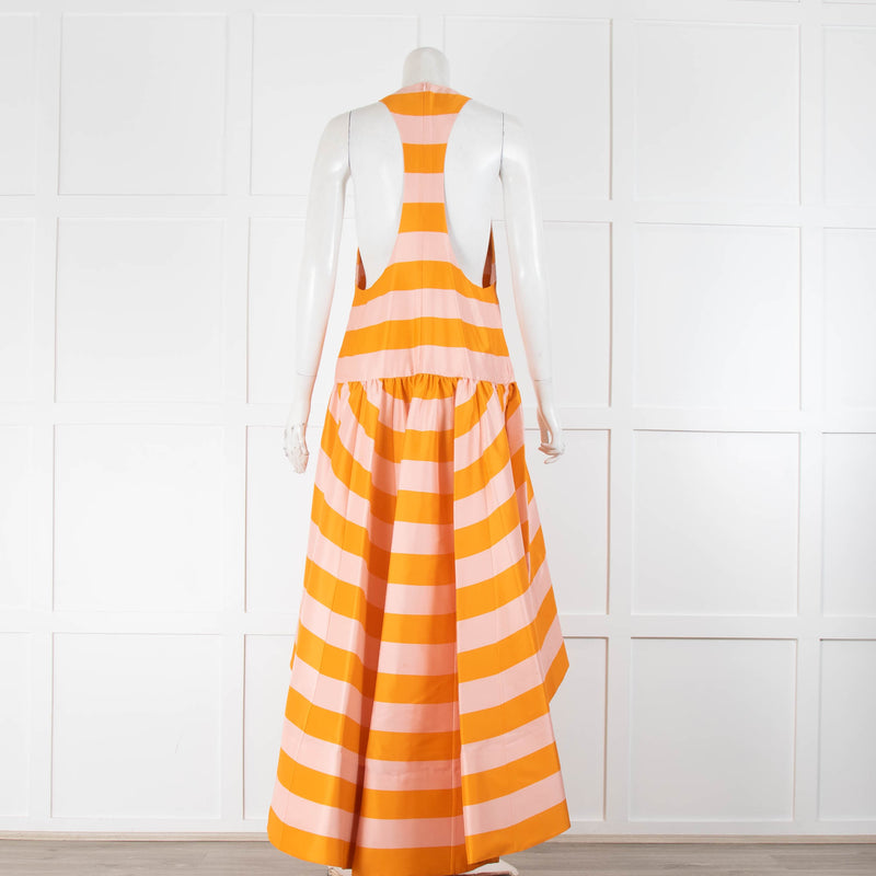 Zimmermann Orange Pale Pink Stripped Longer Back Sleeveless Dress