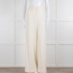 Max Mara Cream Waffle Wide Leg Trousers